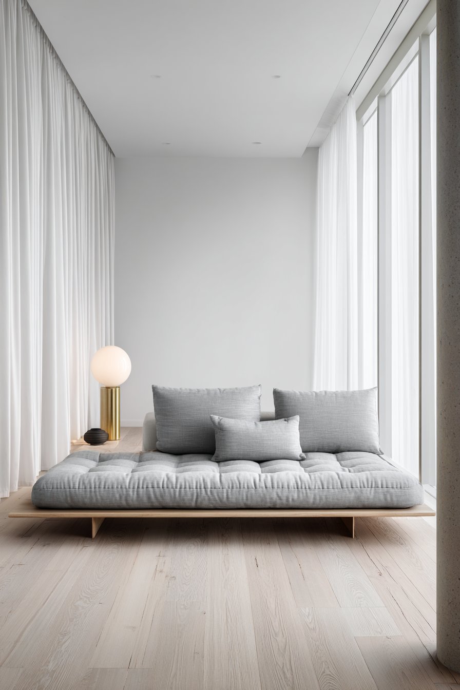 Serene Grey Linen Retreat with Natural Light