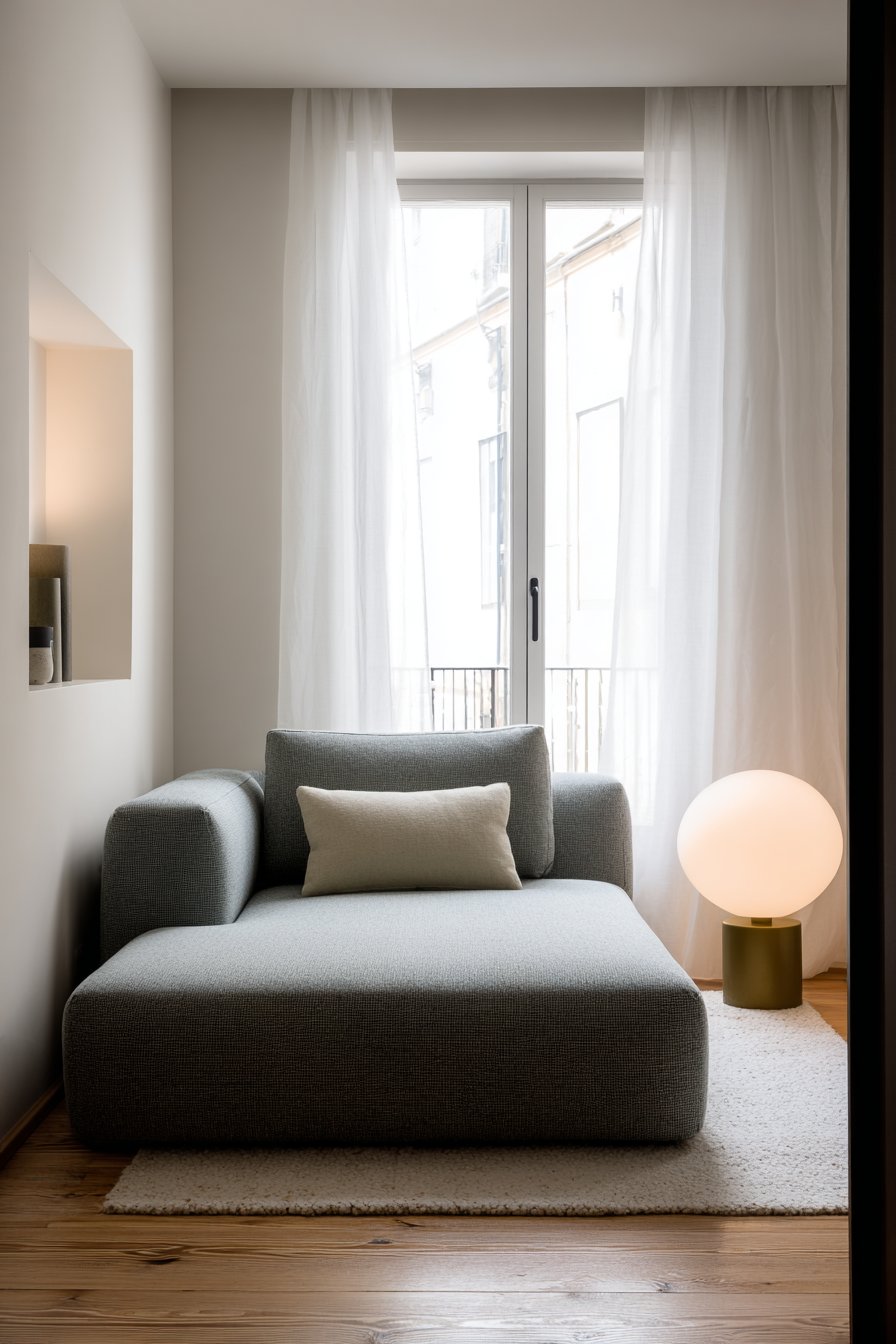 Serene Grey Linen Retreat with Natural Light