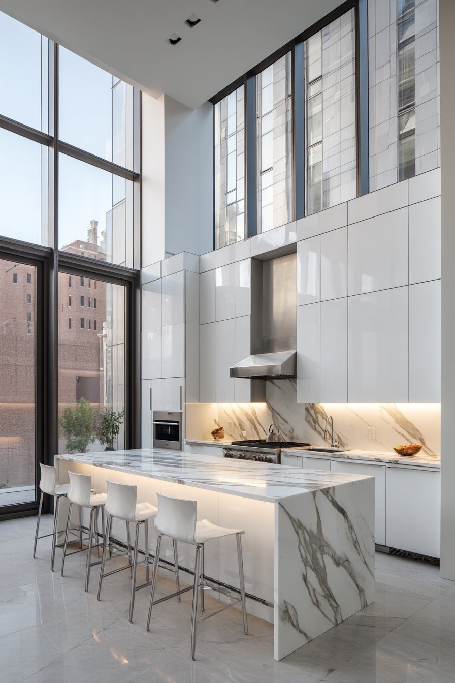 Minimalist White Kitchen with Integrated LED Lighting