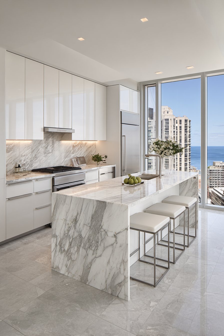 Minimalist White Kitchen with Integrated LED Lighting
