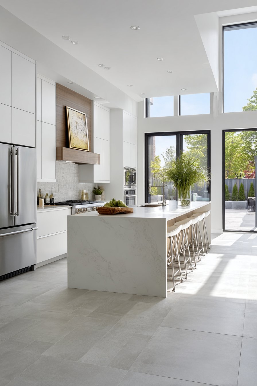 Minimalist White Kitchen with Integrated LED Lighting