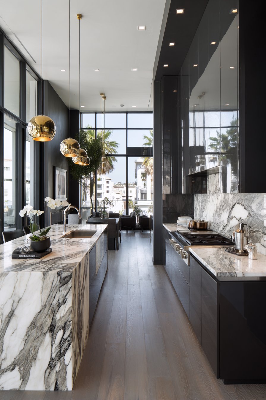 Waterfall Edge Elegance with Calacatta Marble