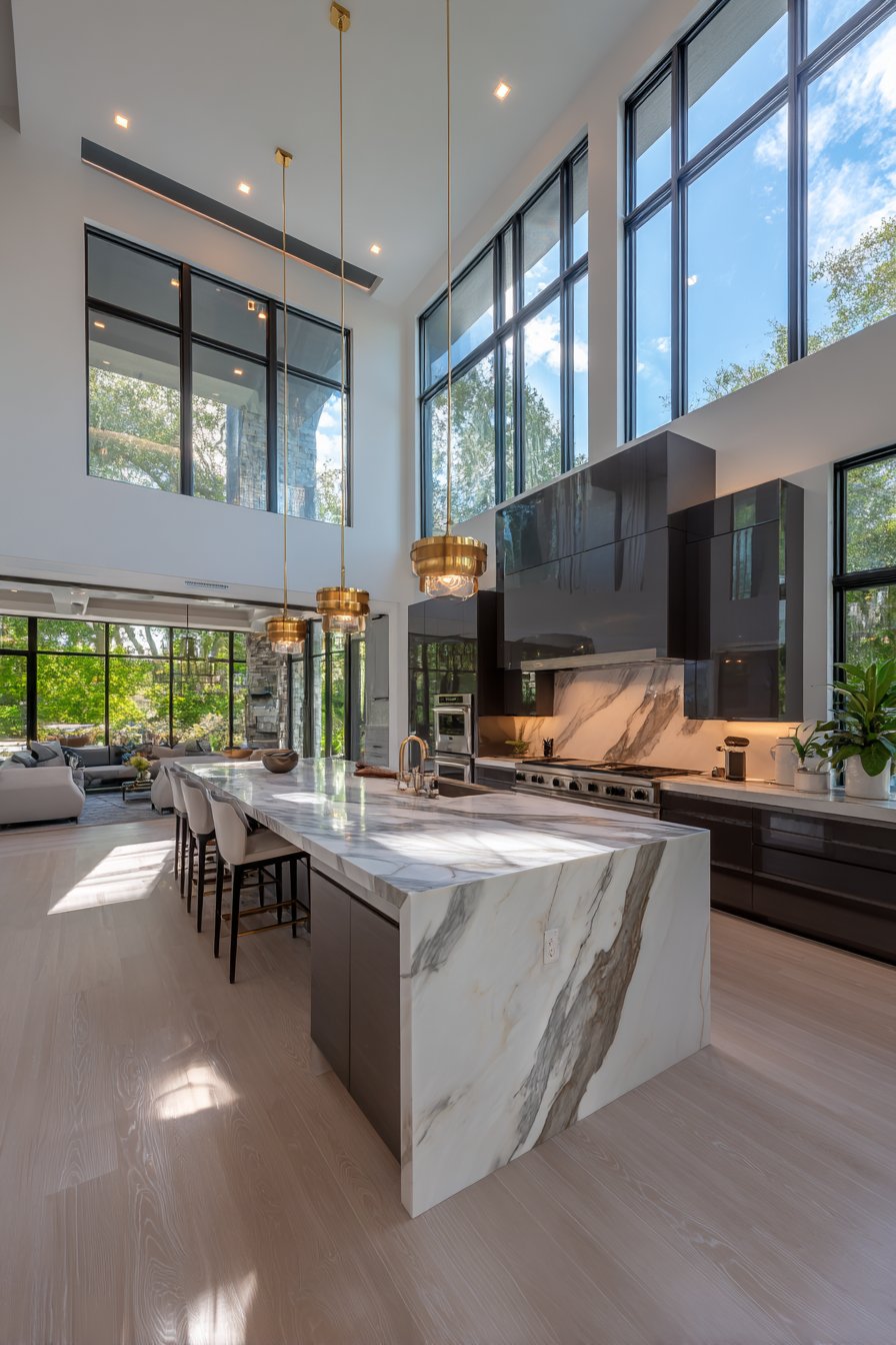 Waterfall Edge Elegance with Calacatta Marble