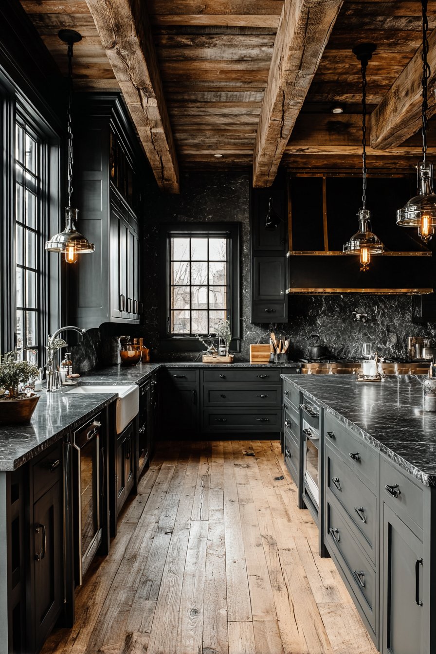 Deep Charcoal Drama with Brass Accents