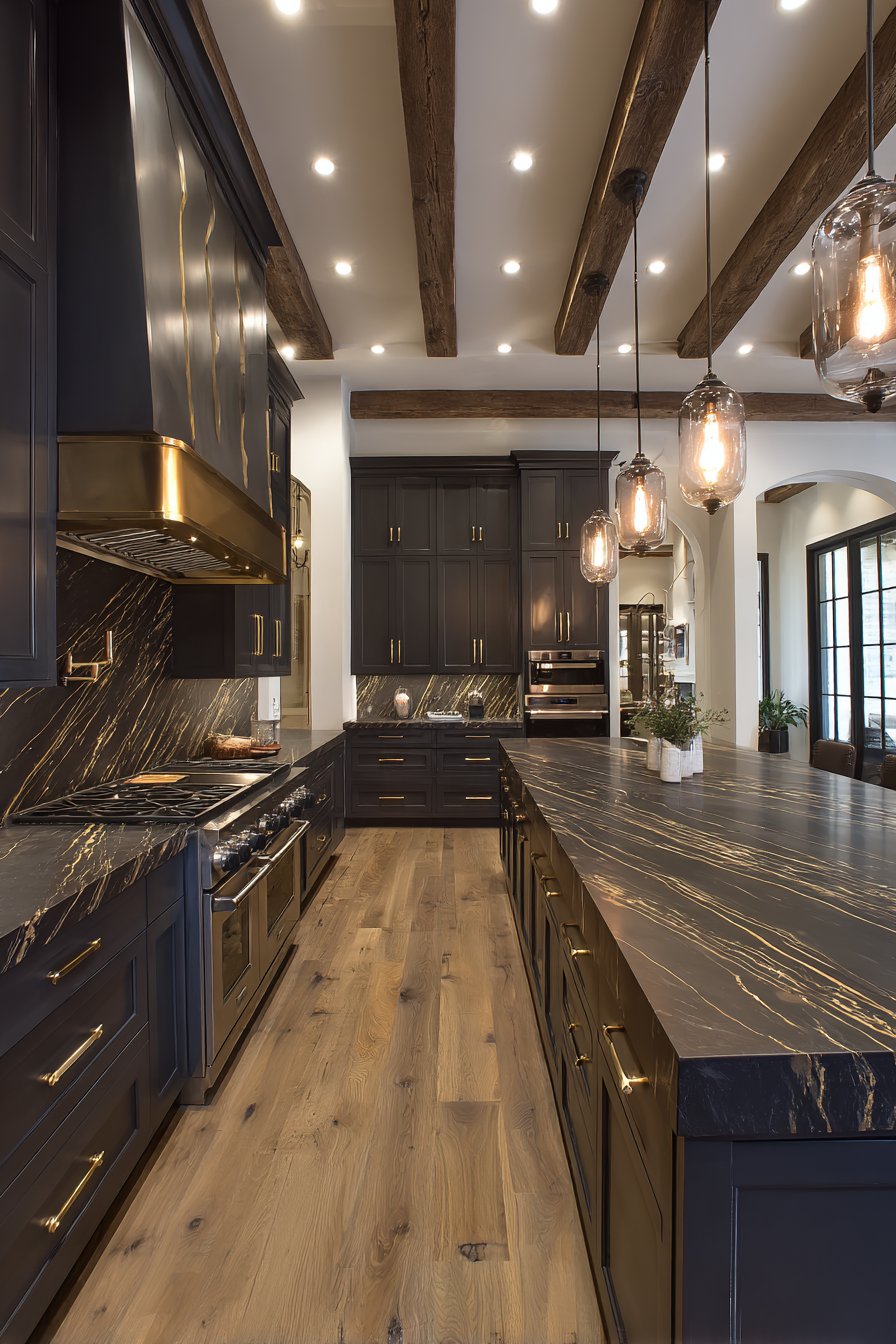 Deep Charcoal Drama with Brass Accents