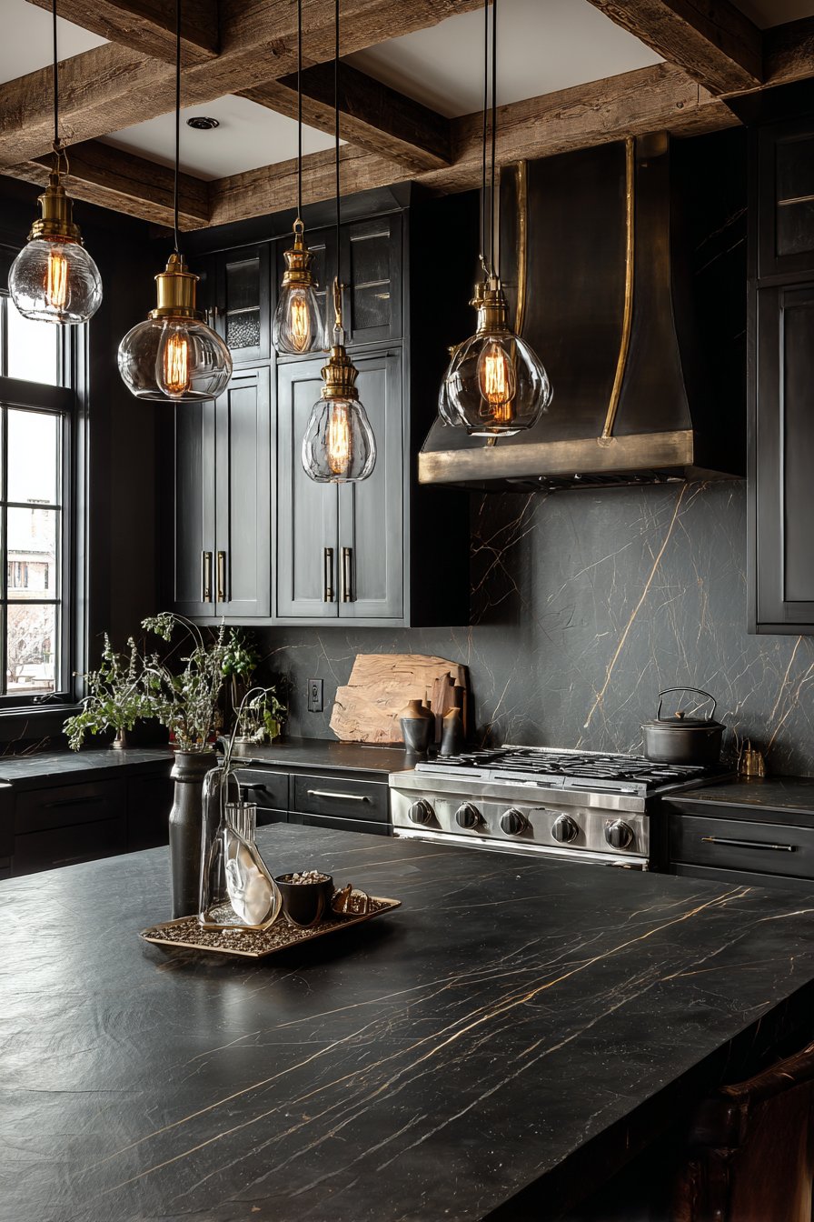 Deep Charcoal Drama with Brass Accents