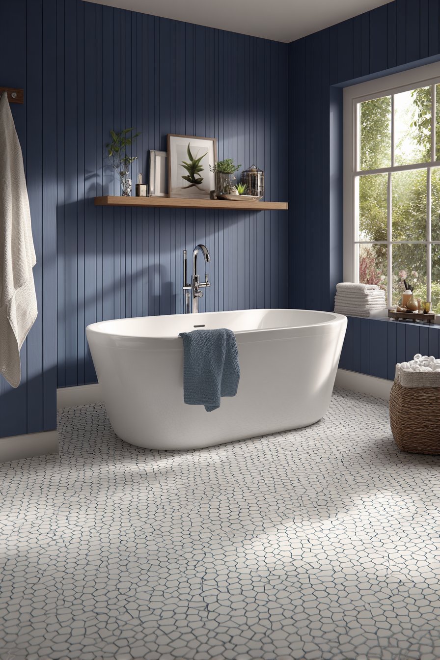 Coastal Serenity with Navy Shiplap