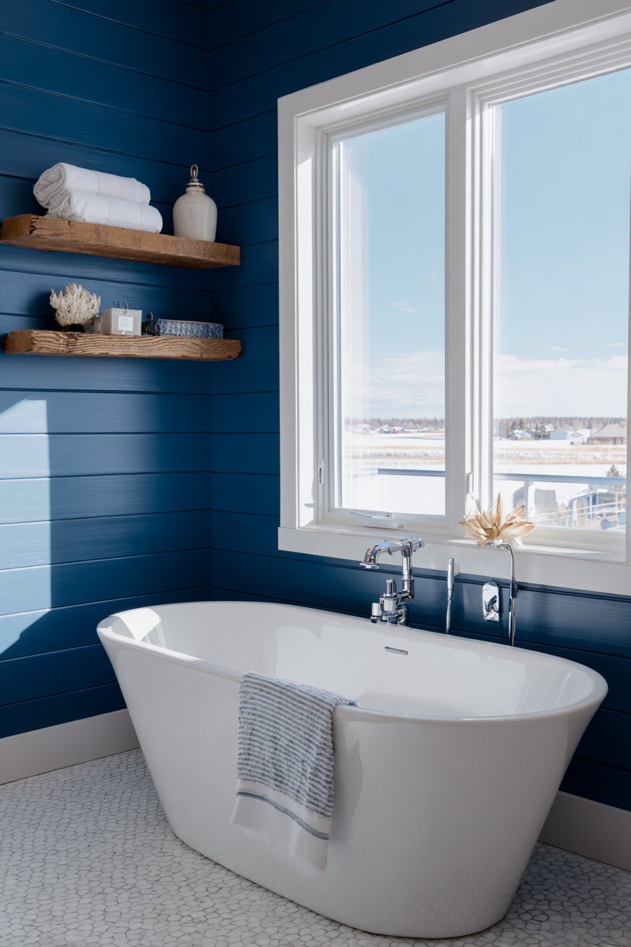 Coastal Serenity with Navy Shiplap