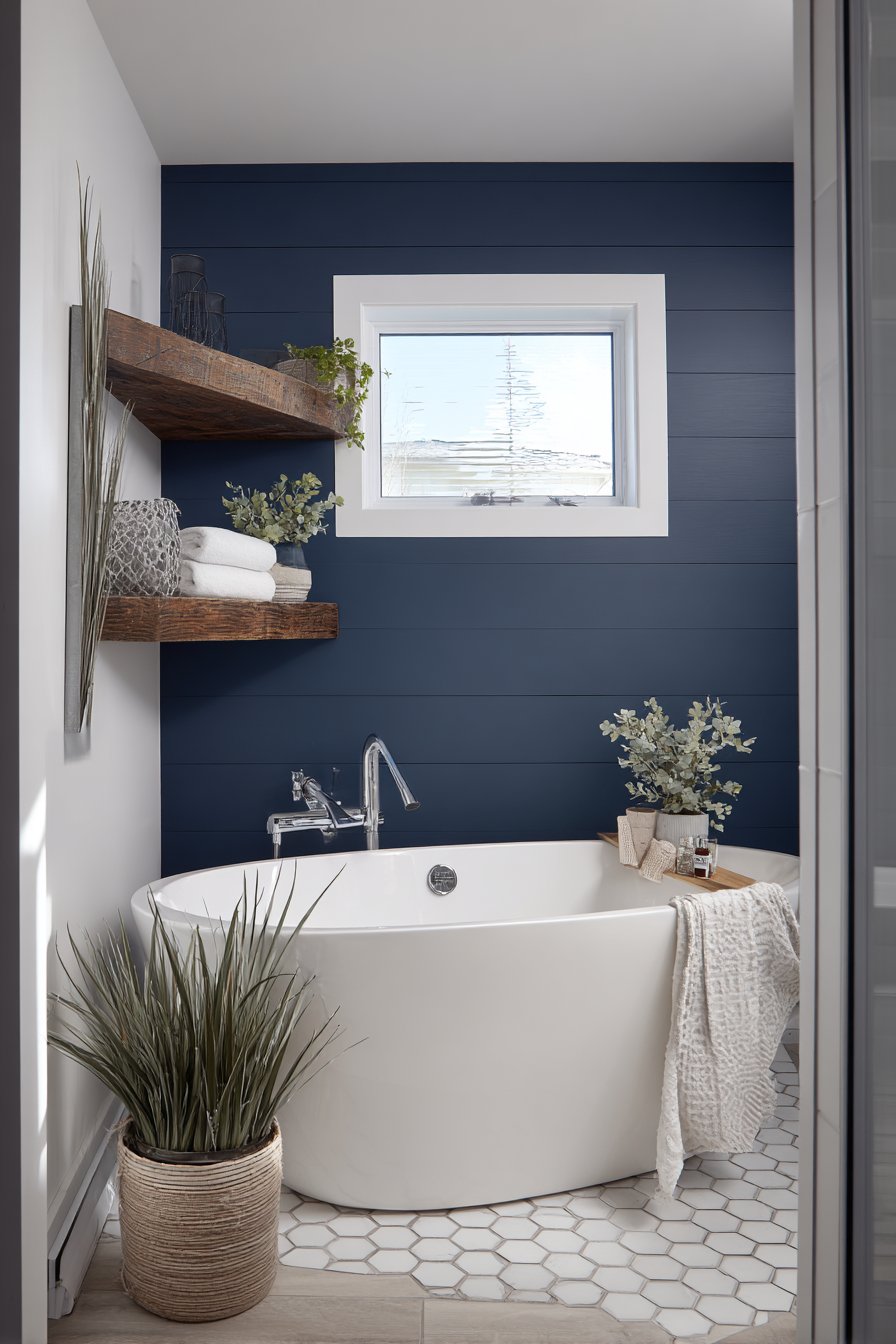 Coastal Serenity with Navy Shiplap