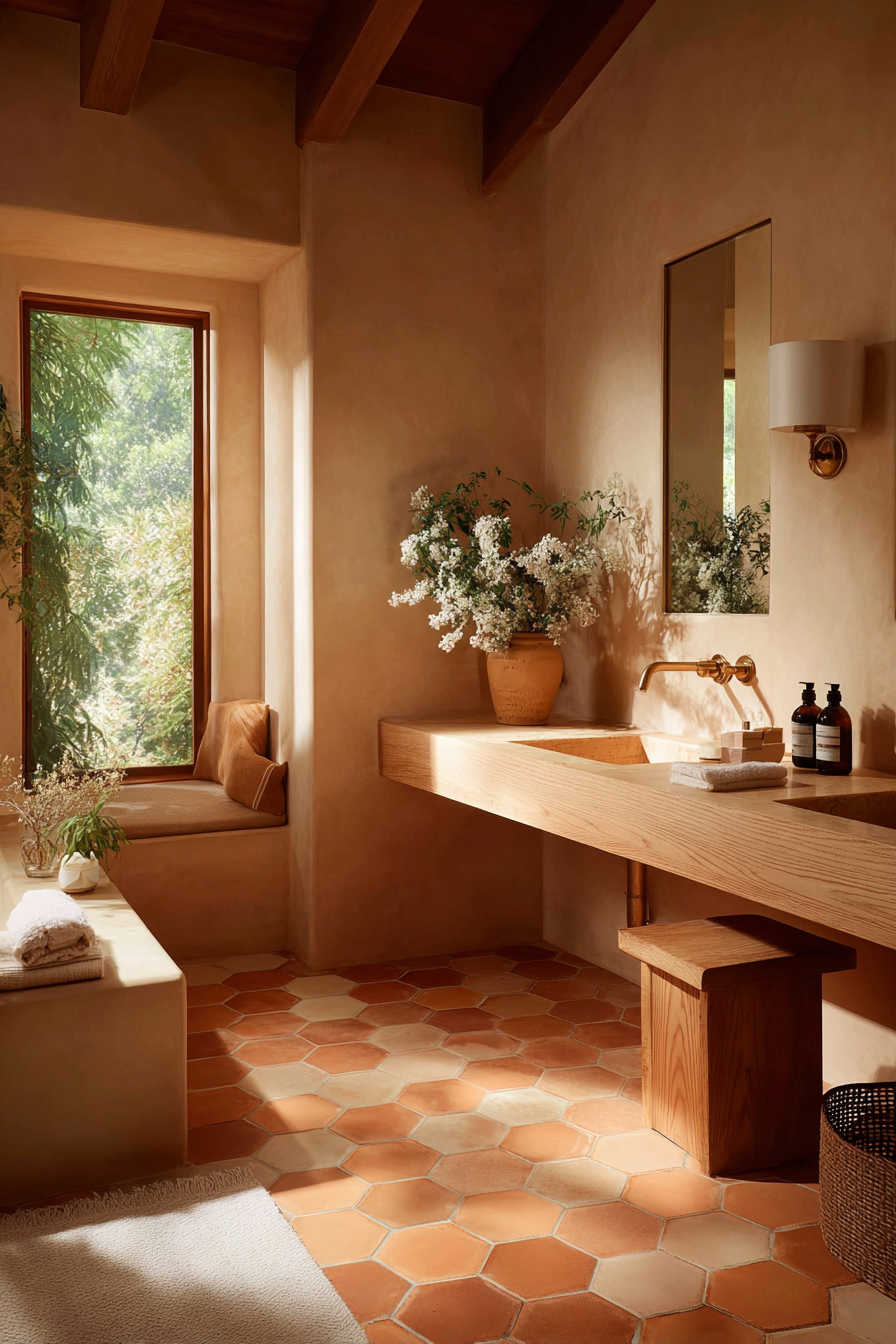 Honey-Toned Oak Sanctuary with Terracotta Accents