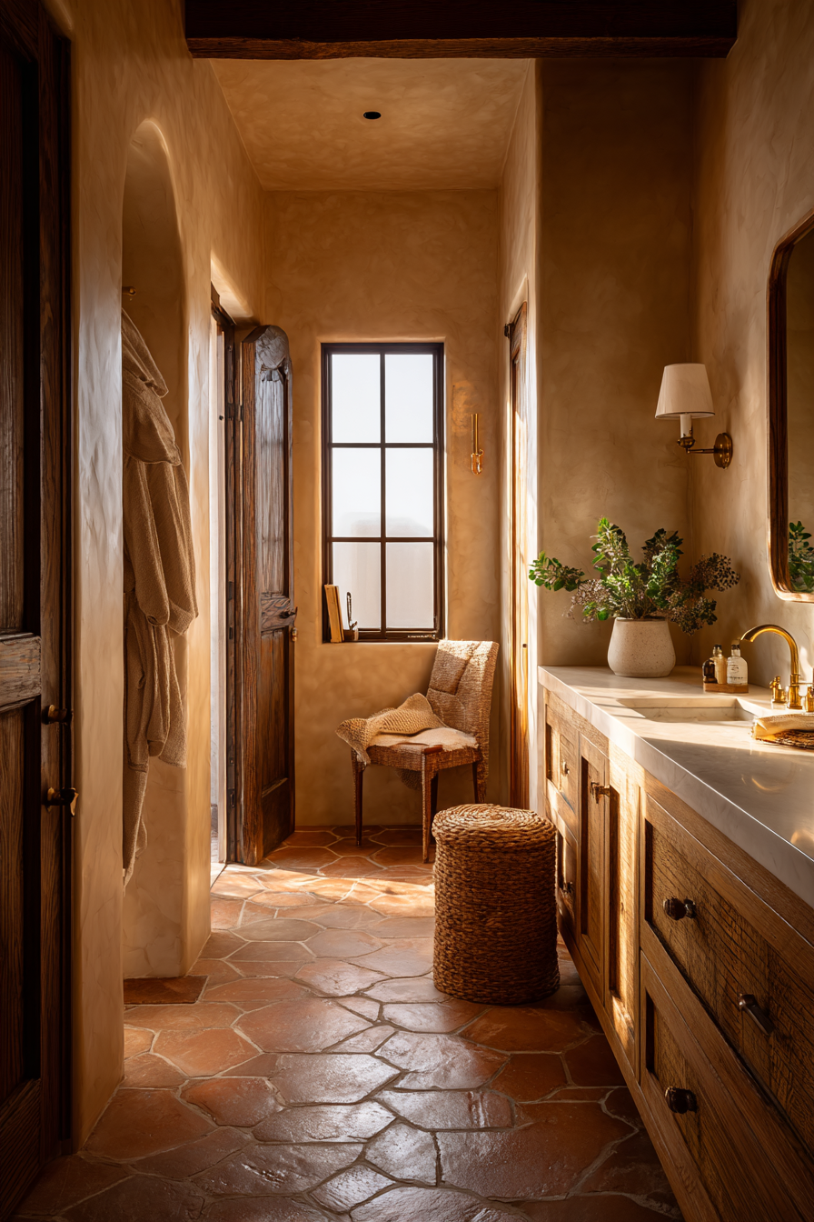 Honey-Toned Oak Sanctuary with Terracotta Accents