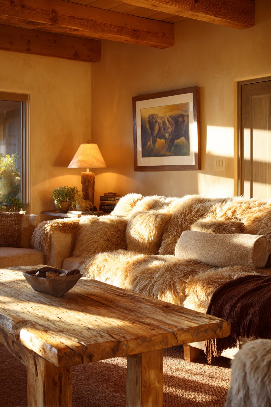 Caramel-Toned Comfort with Layered Textiles