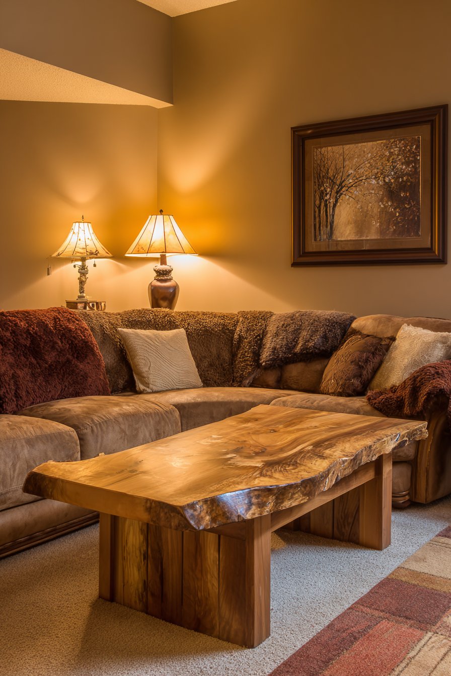 Caramel-Toned Comfort with Layered Textiles