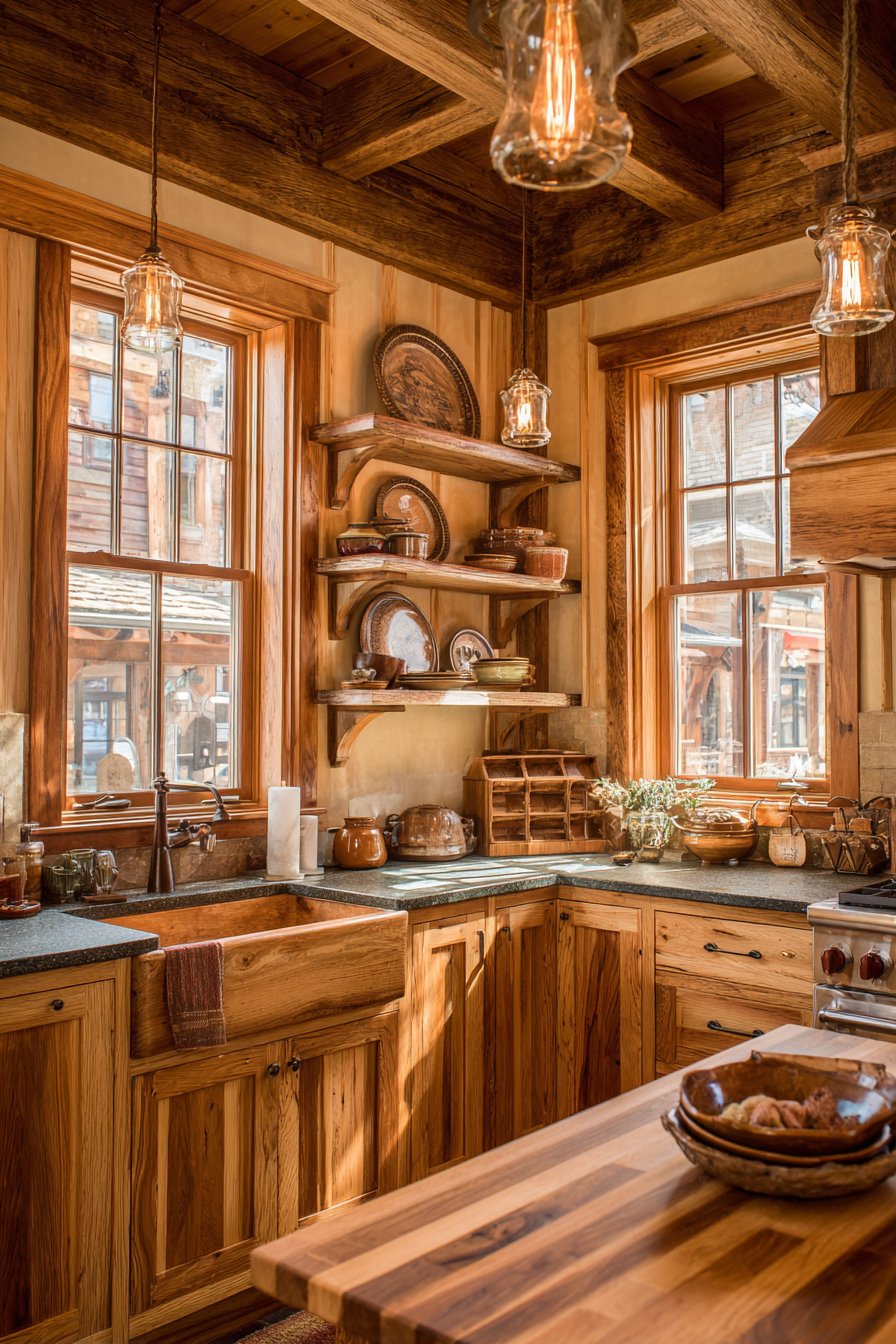 Natural Oak Kitchen with Warm Honey Tones