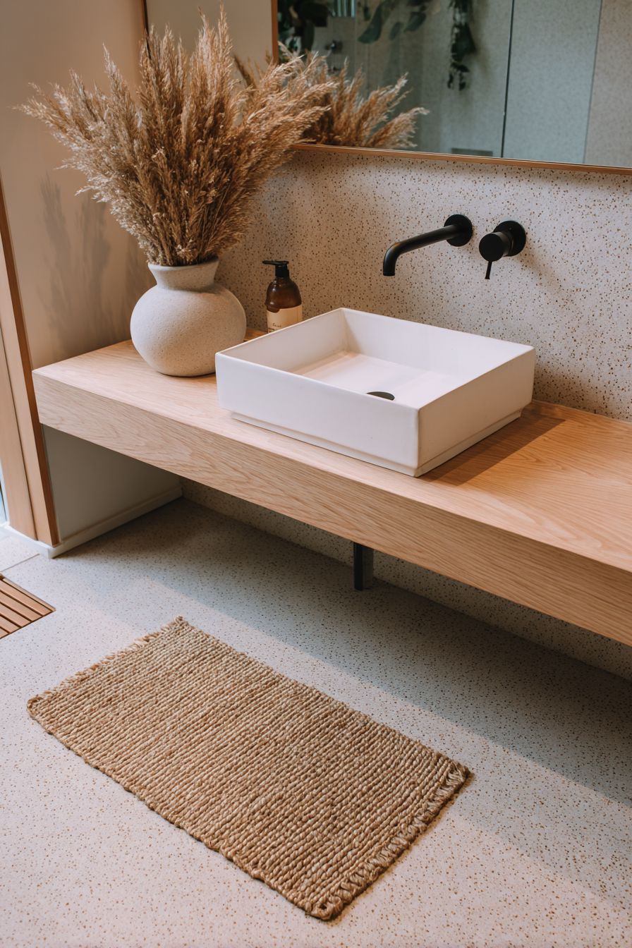 Balanced Neutrals with Terrazzo Accent Wall