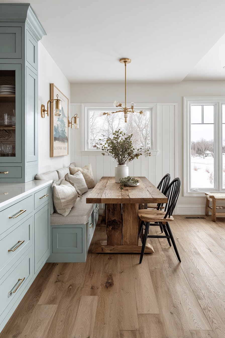  Cozy Mint Green Kitchen Dining Area with Banquette