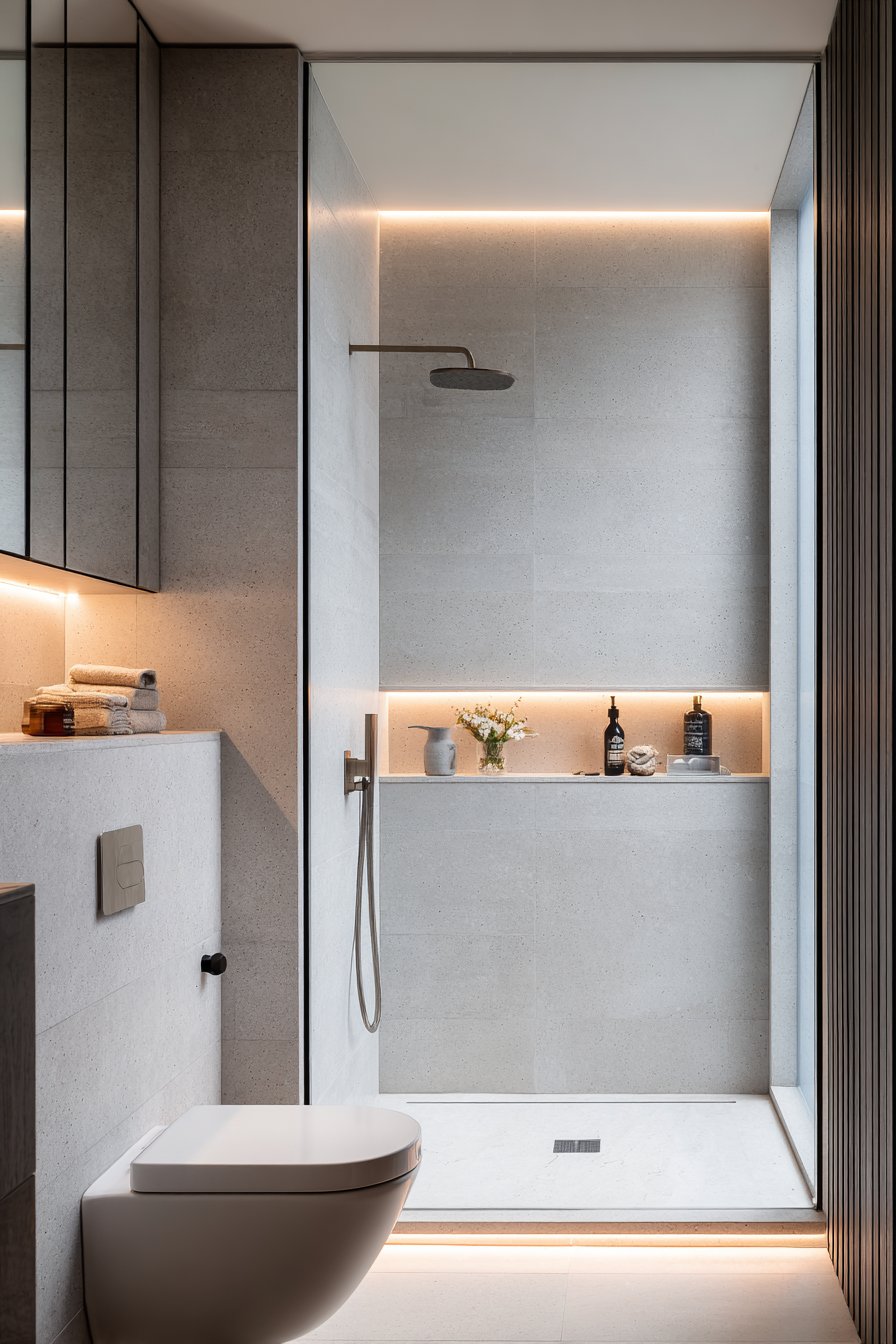 Modern Wet Room with Linear Drain