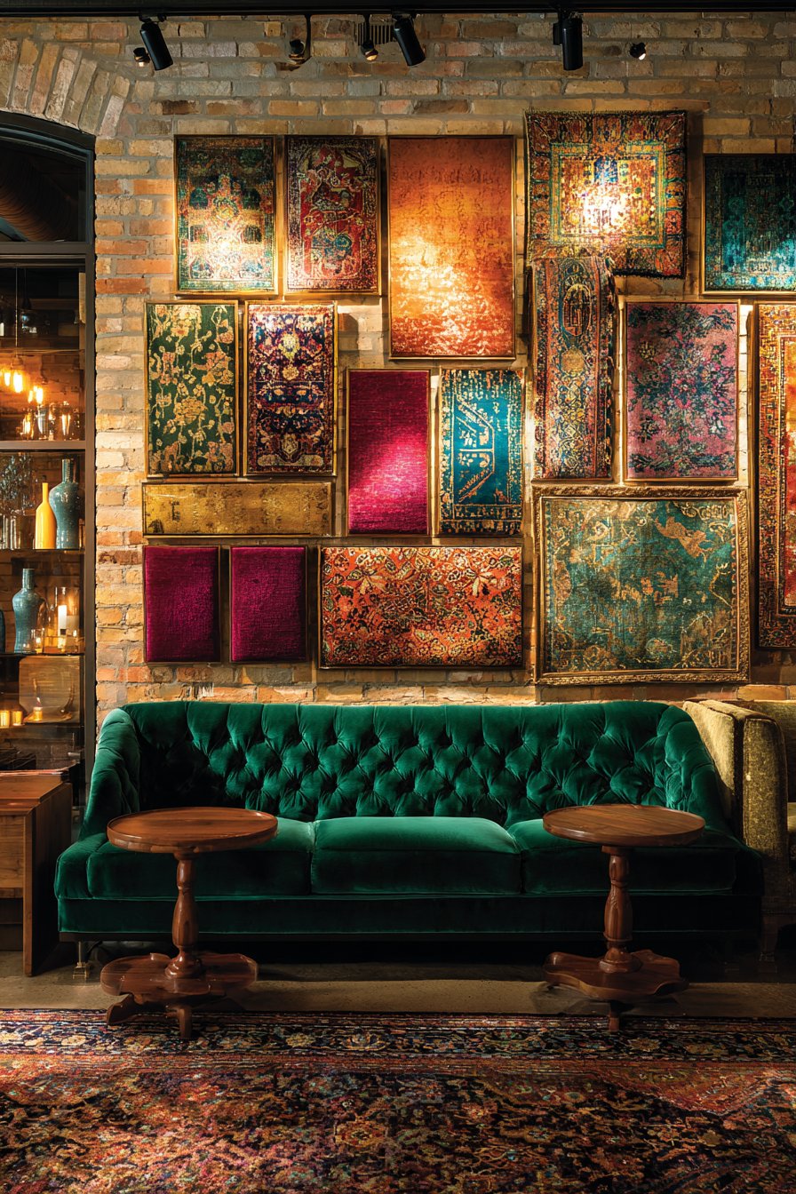 Eclectic Living Room with Warm-Toned Track Lighting