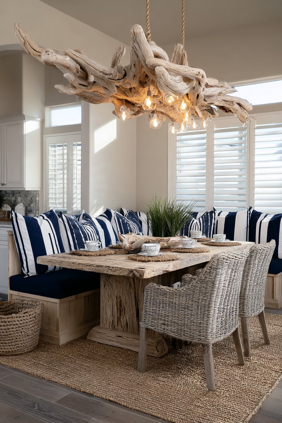 Coastal Navy and White Striped Nautical