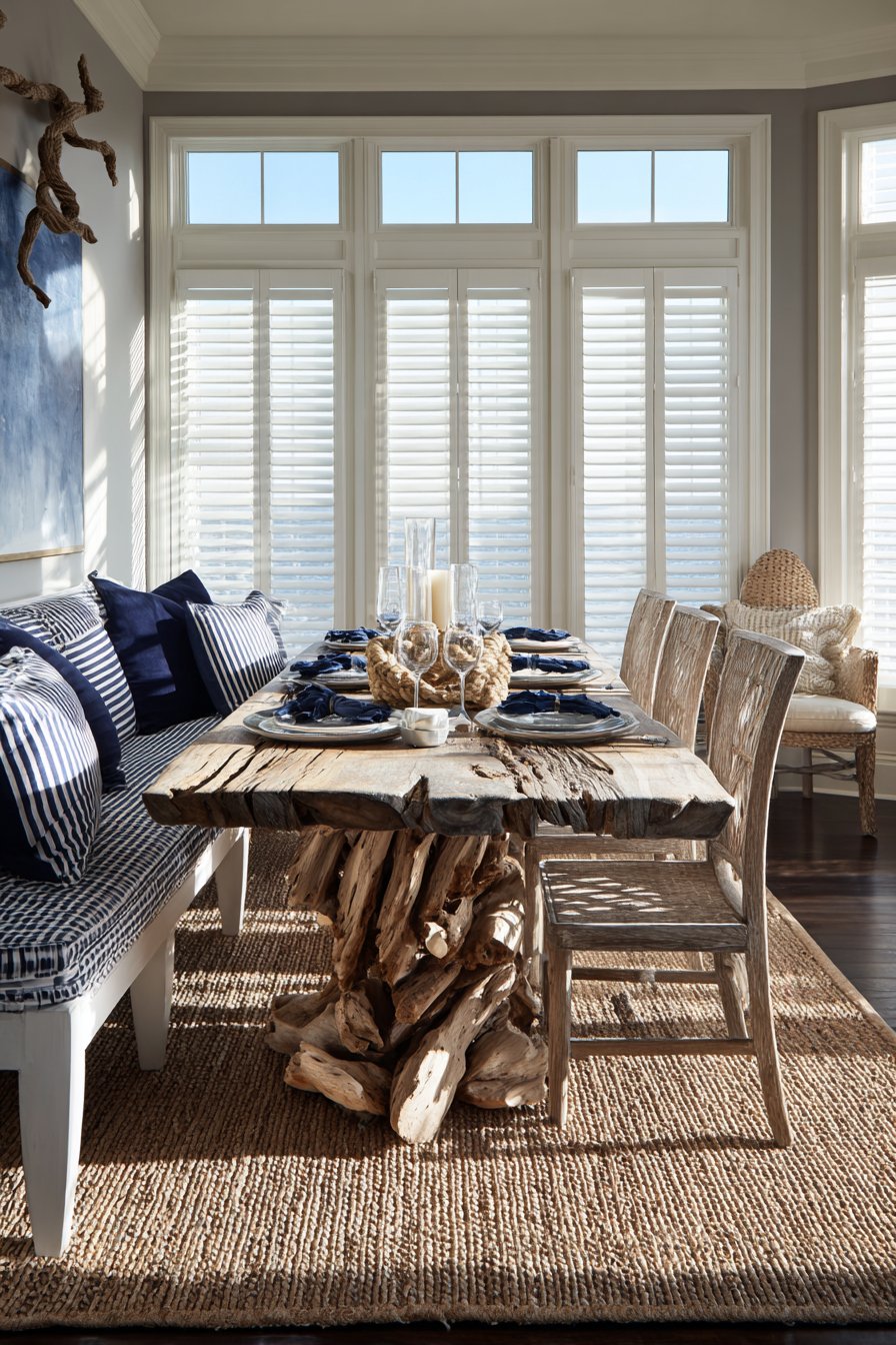 Coastal Navy and White Striped Nautical