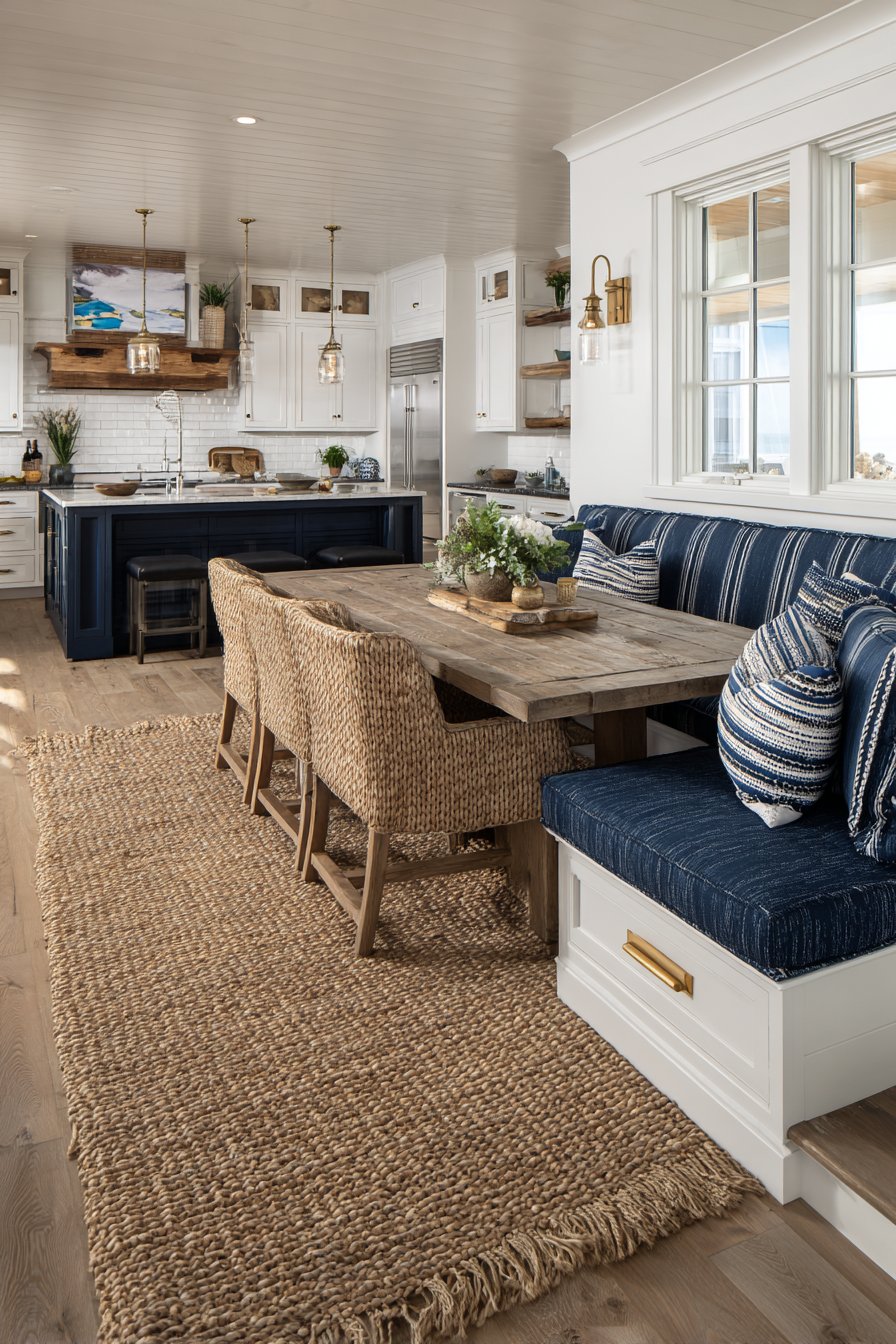 Coastal Navy and White Striped Nautical