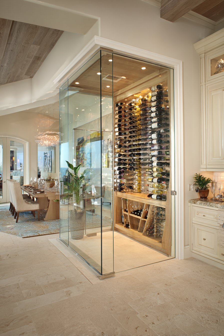  Wine Cellar Integration with Limestone Warmth