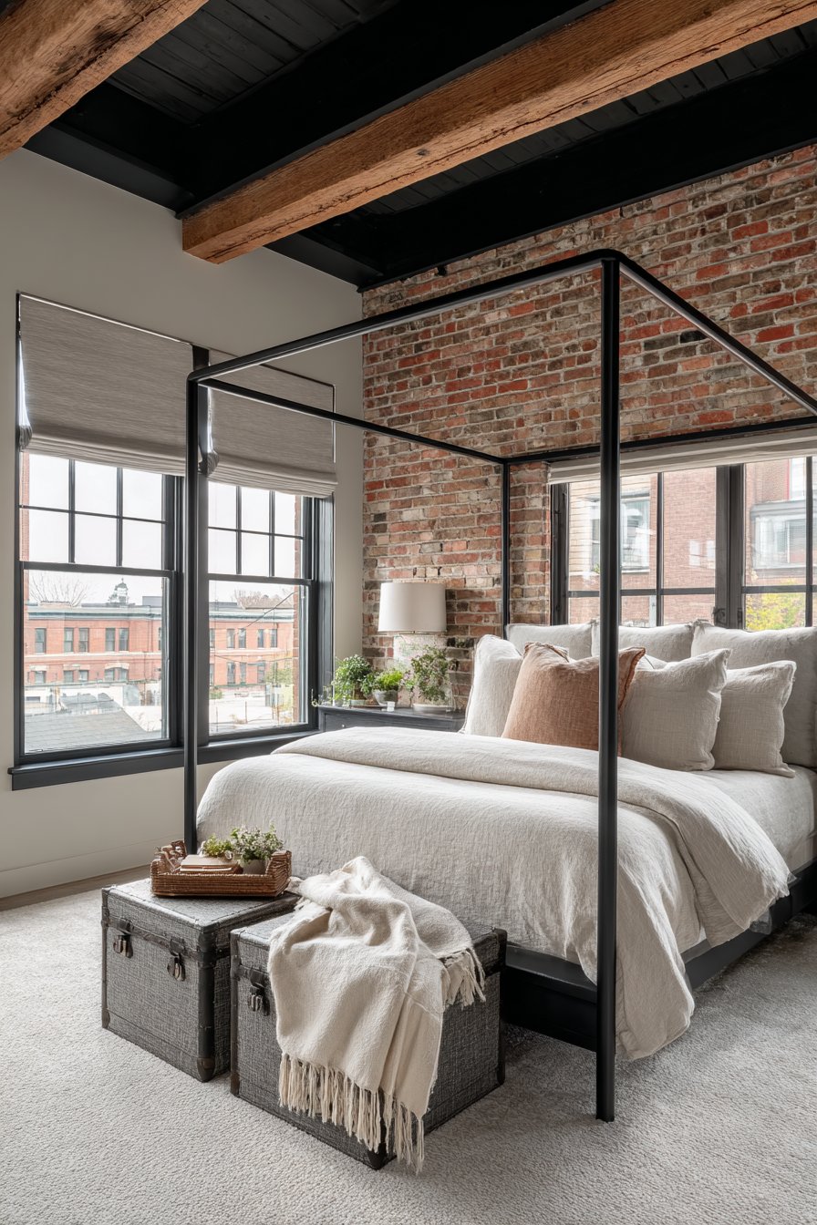 Industrial-Modern Master Bedroom with Character