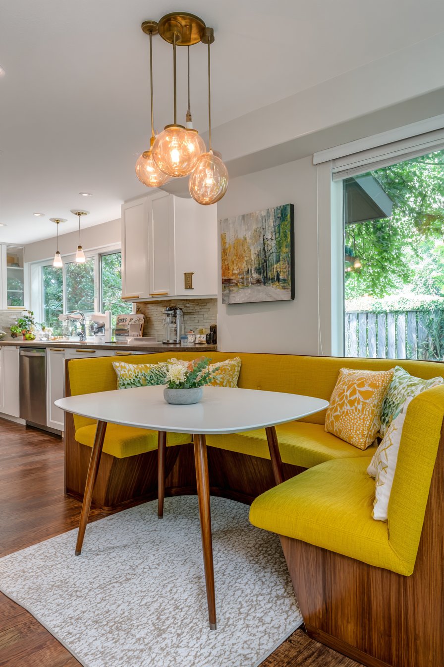 Mid-Century Modern Mustard Yellow and Walnut