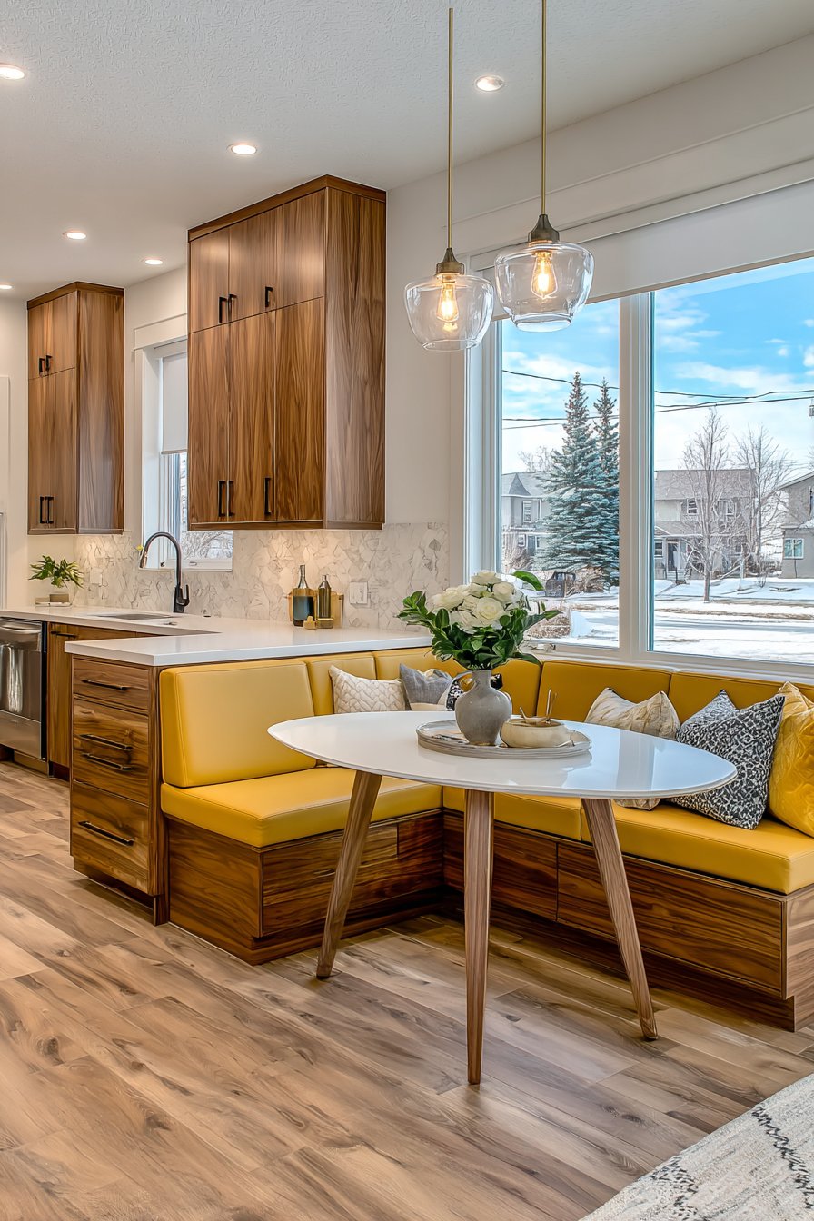 Mid-Century Modern Mustard Yellow and Walnut