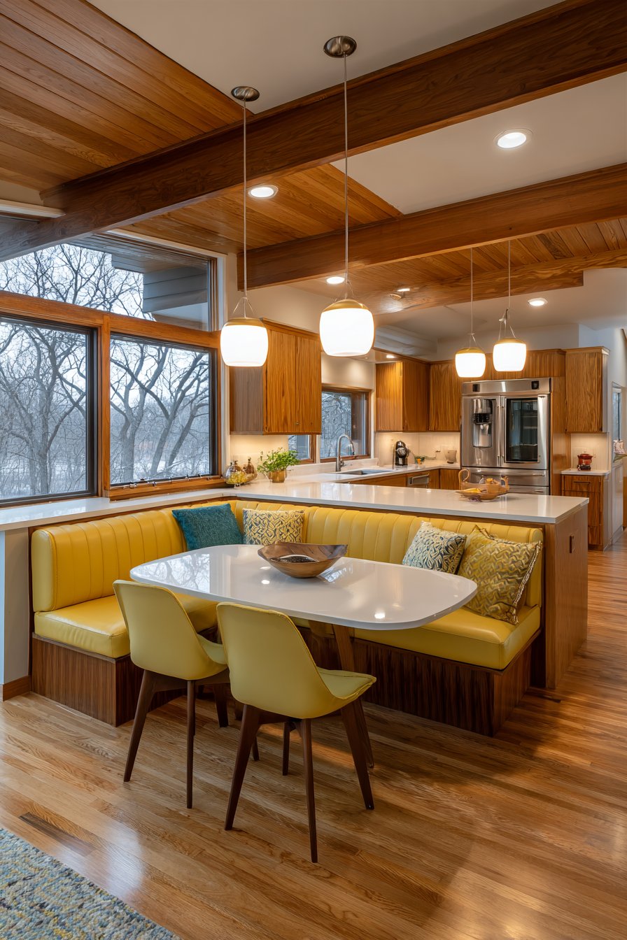 Mid-Century Modern Mustard Yellow and Walnut