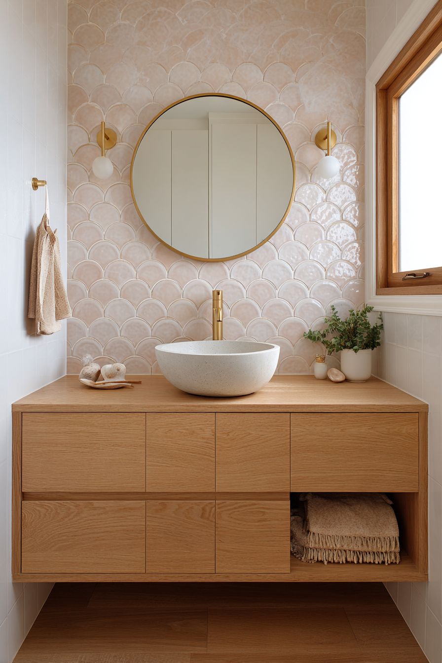 Contemporary Elegance with Blush Ceramic Waves