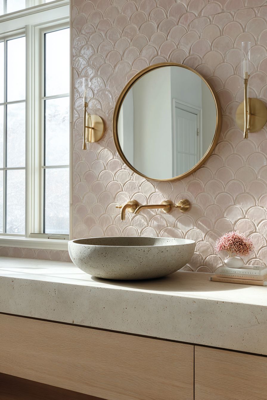 Contemporary Elegance with Blush Ceramic Waves