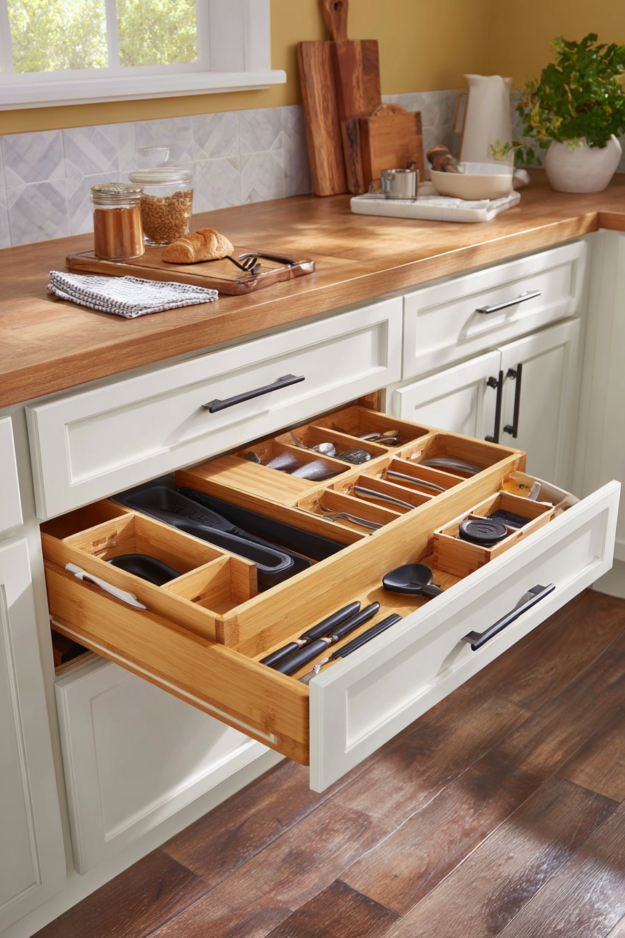 Custom Drawer Organization with Bamboo Dividers