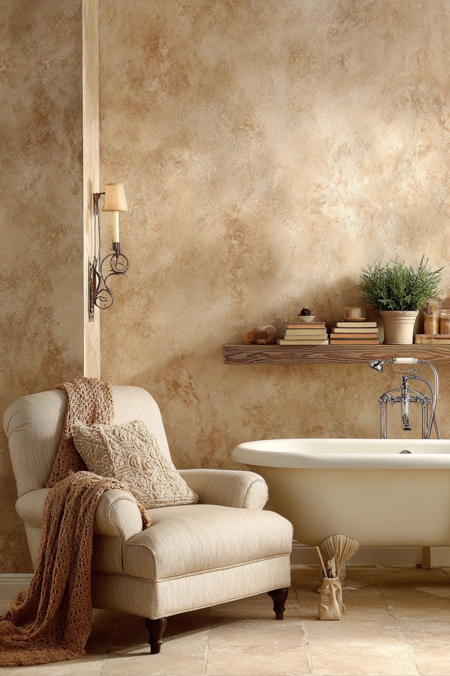 Intimate Reading Nook Beside the Clawfoot Tub