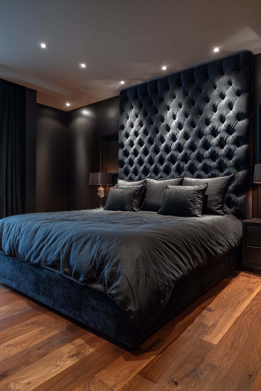 Midnight Blue Velvet Accent Wall Retreat