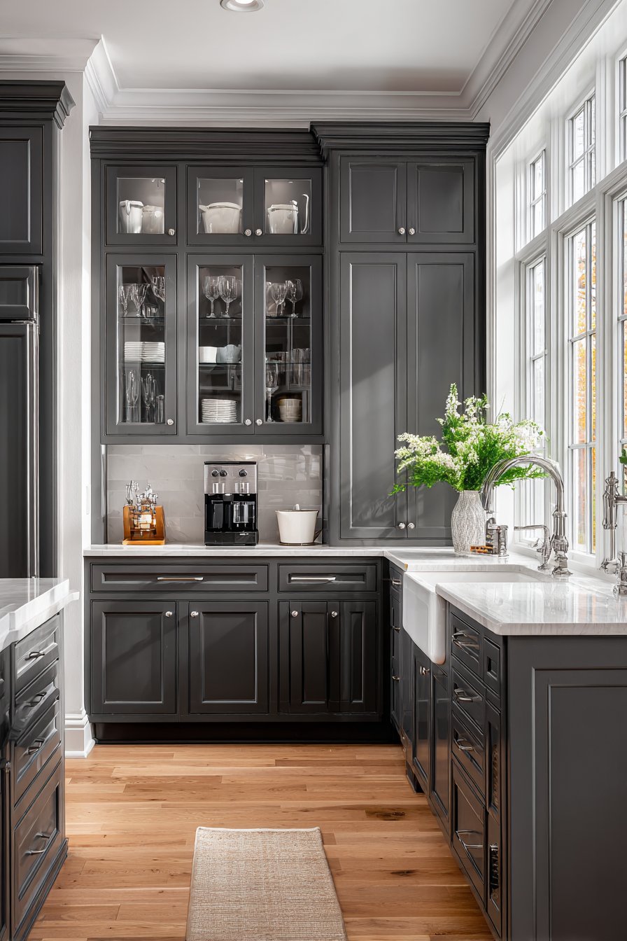 Transitional Charm with Navy Painted Cabinets