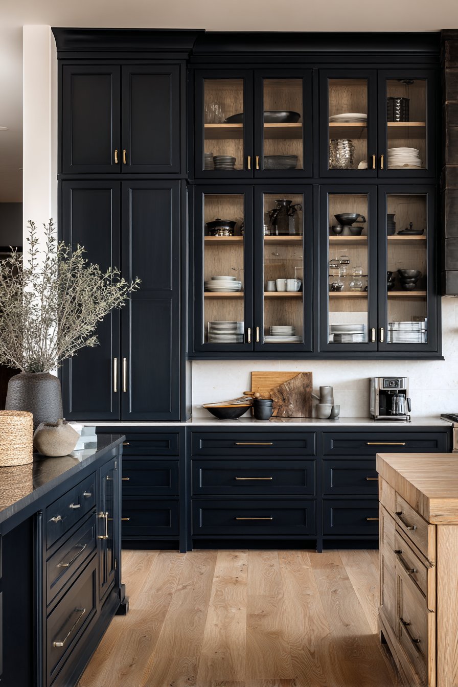 Transitional Charm with Navy Painted Cabinets