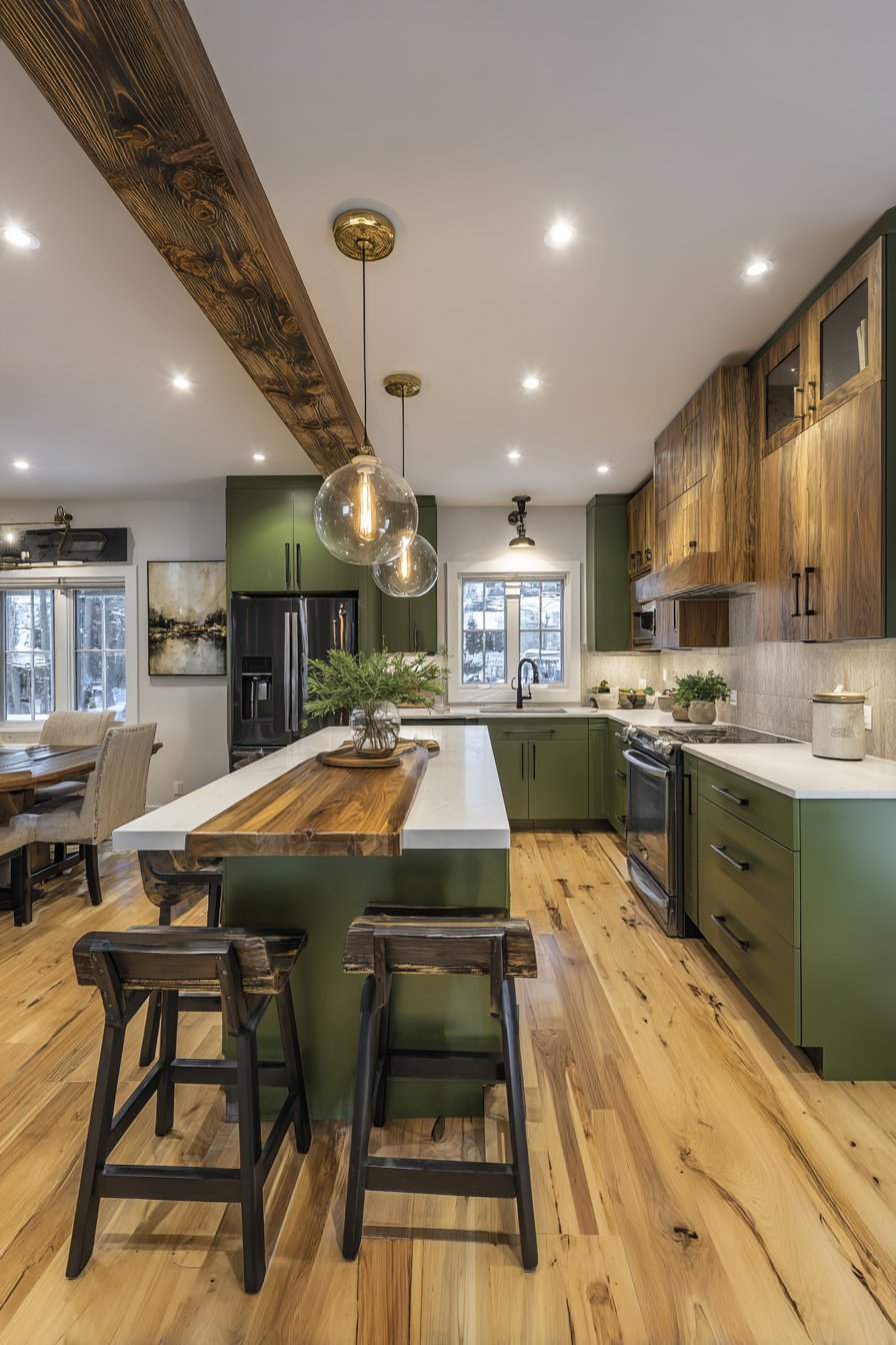 Forest Green and Walnut Two-Tone Modern Sophistication