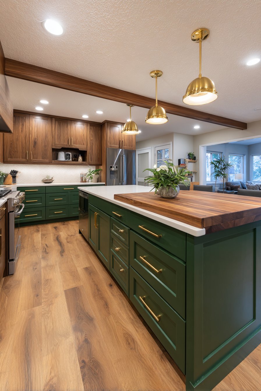 Forest Green and Walnut Two-Tone Modern Sophistication