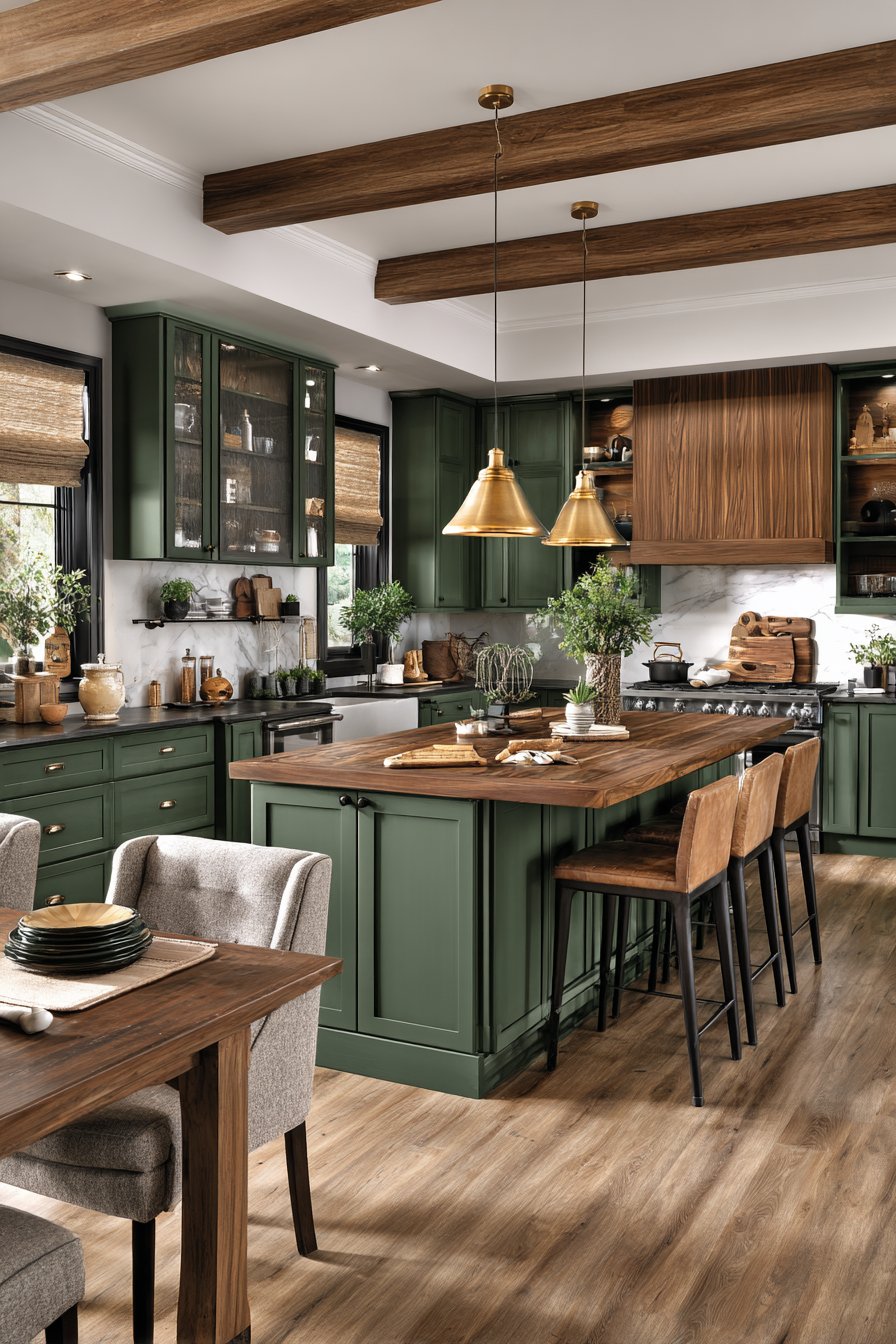 Forest Green and Walnut Two-Tone Modern Sophistication
