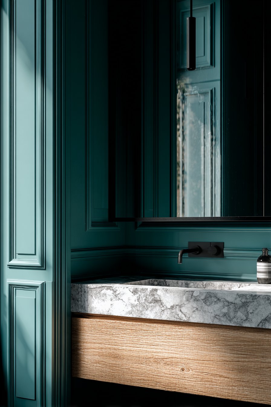 Emerald Elegance with Wainscoting Contrast