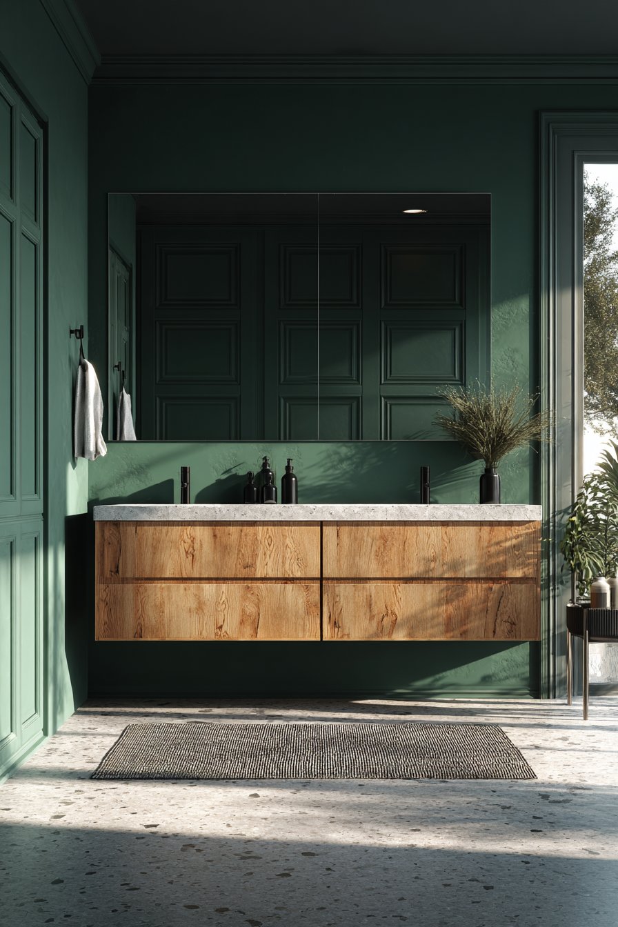 Emerald Elegance with Wainscoting Contrast