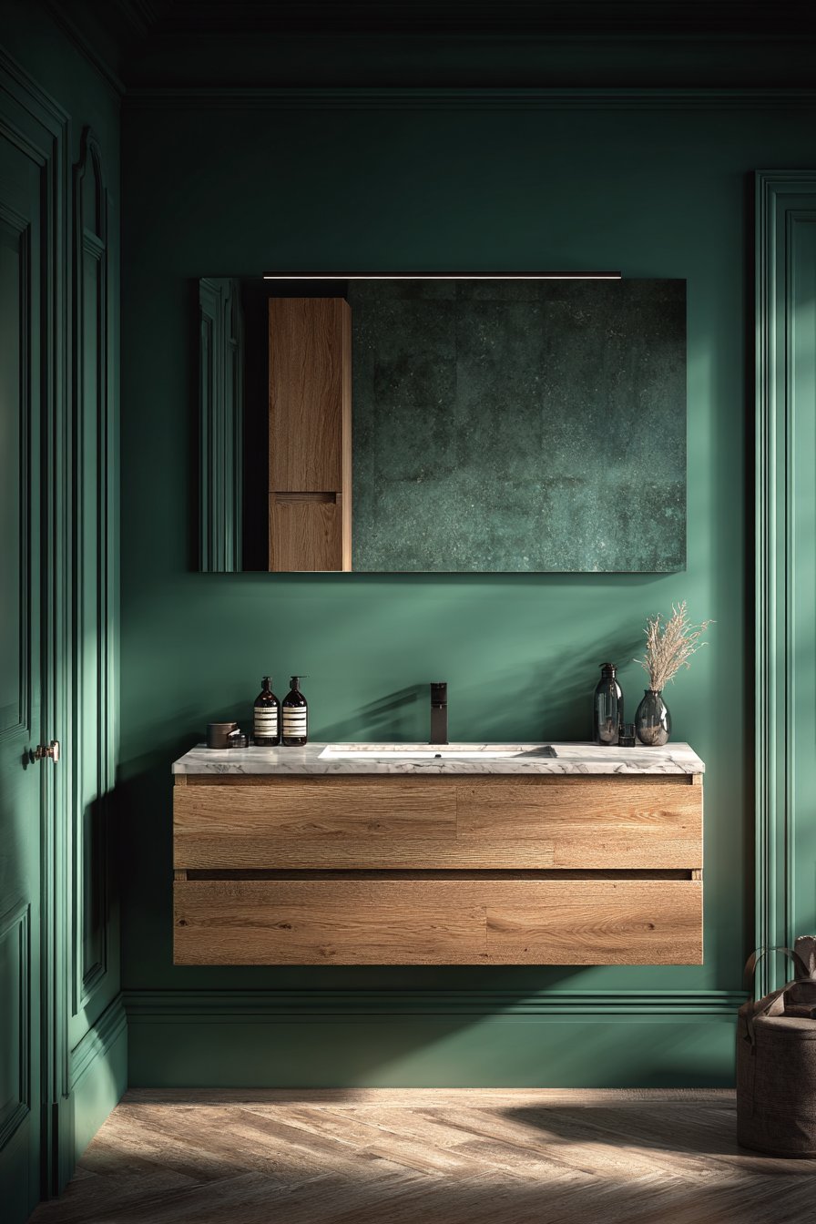 Emerald Elegance with Wainscoting Contrast