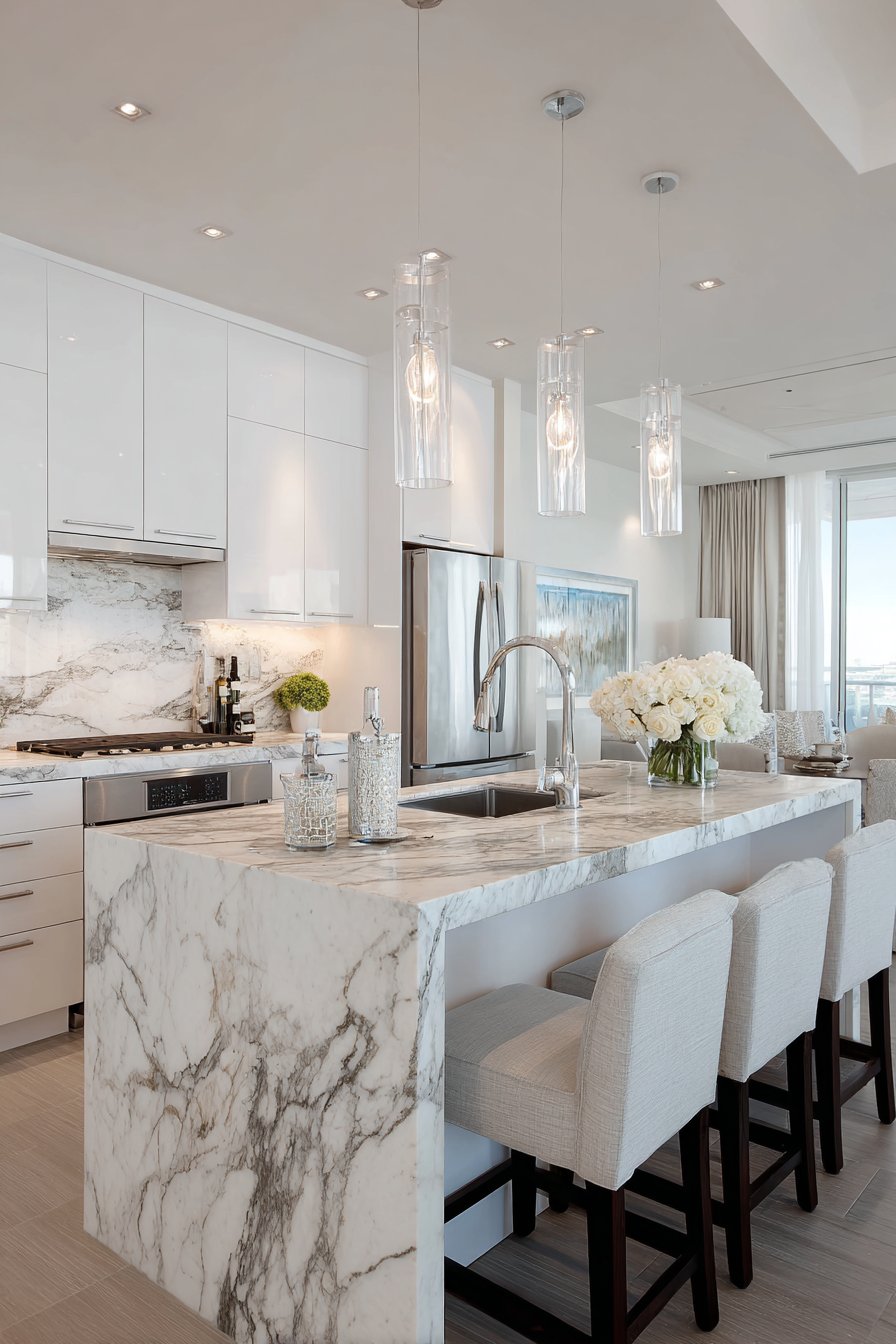 Stunning Waterfall-Edge Kitchen Island
