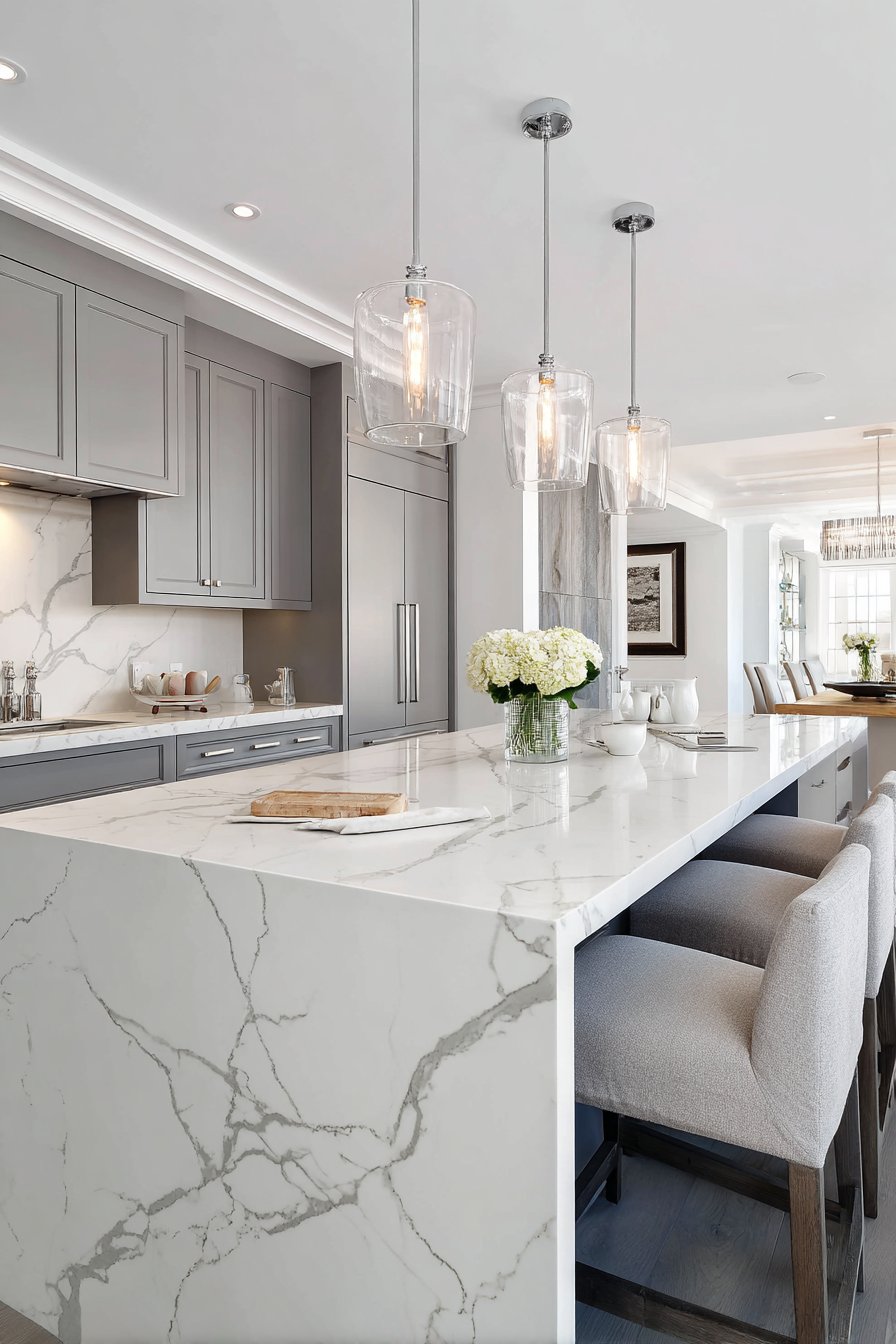 Stunning Waterfall-Edge Kitchen Island