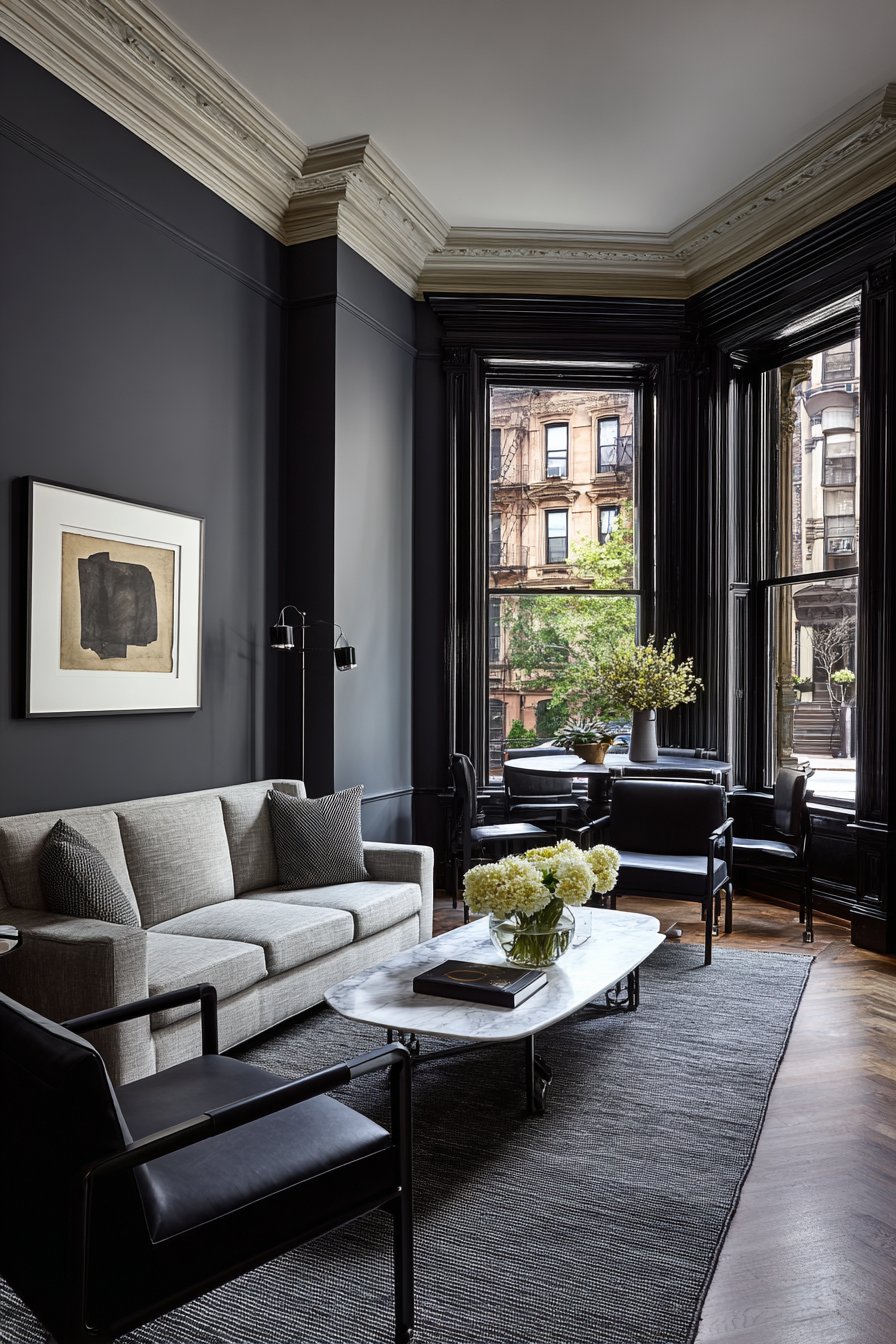 Modern Elegance with Black Accent Wall Drama