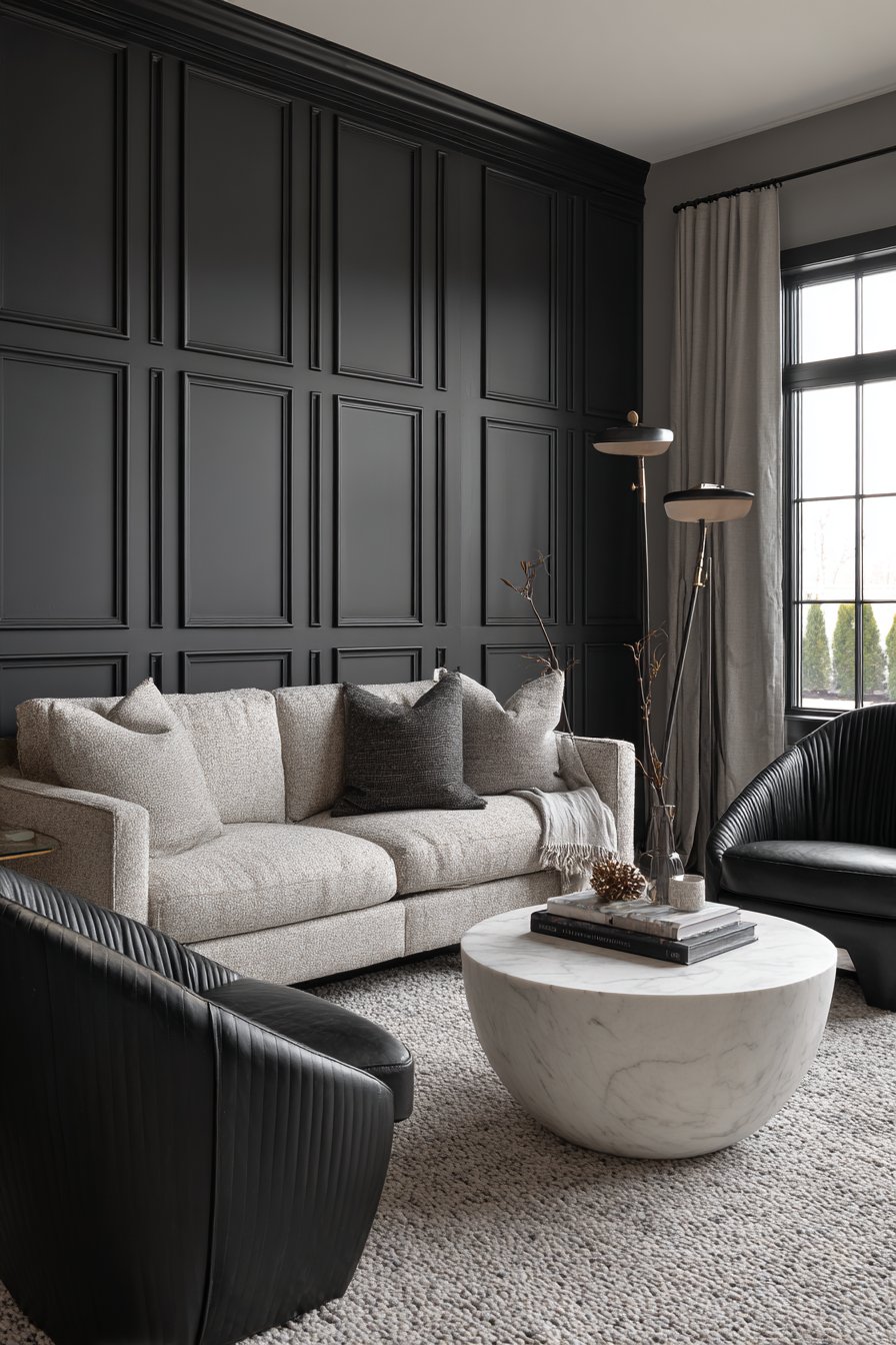 Modern Elegance with Black Accent Wall Drama