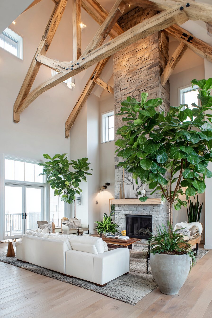 Modern Farmhouse with Exposed Wooden Beams