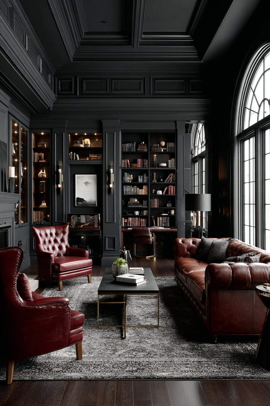 Vertical Grandeur: The Double-Height Library Living Room