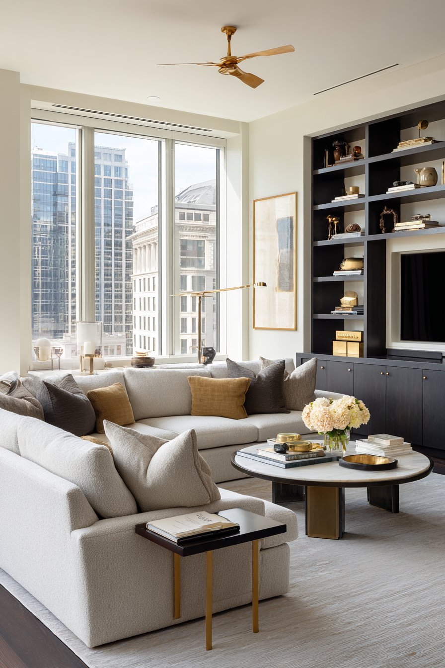 Neutral Beige Sectional with Smart Storage Solutions